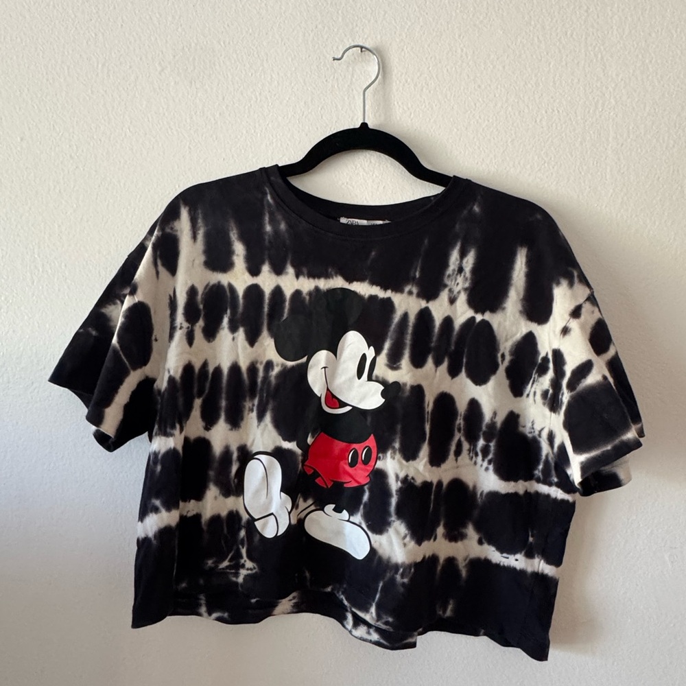 Limited Edition x Zara Mickey Mouse Black and White Tie-Dye Tee